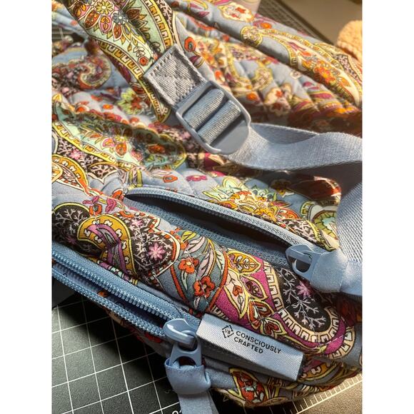 Vera Bradley Cotton Mini Totepack Backpack, Provence Paisley Blue Multicolor - Picture 10 of 10